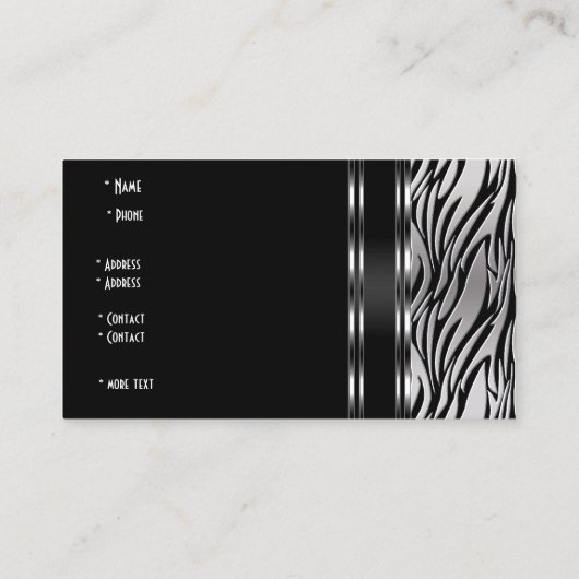 Visitekaartje Zilver Zwart Wit Zebra (Achterkant)