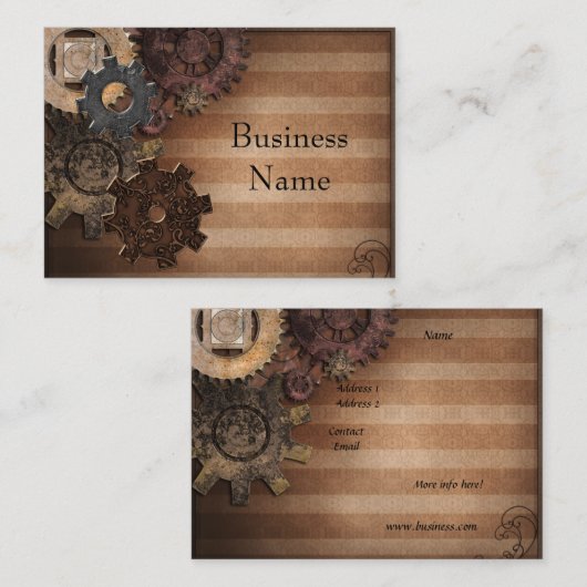 Visitekaartje Zizzago Steampunk Design (Voorkant / Achterkant)