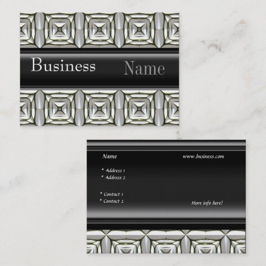 Visitekaartje Zizzago Zwart Wit Metaal Embossed (Voorkant / Achterkant)