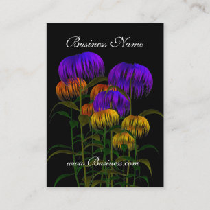 Visitekaartje  Zwart Geel Blauw Bloemen