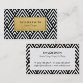 Visitekaartje zwart/goudkleurig Chevron Pattern (Voorkant / Achterkant)