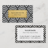 Visitekaartje zwart/goudkleurig Chevron Pattern (Voorkant / Achterkant)