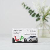 Visitekaartje zwart leder voor rijinstructeur (Staand voorkant)