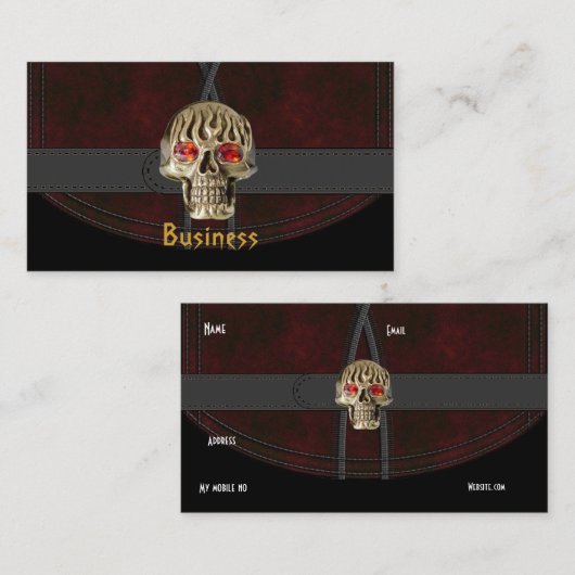 Visitekaartje Zwart Lederen Rood Bruin Gordel Sche (Voorkant / Achterkant)