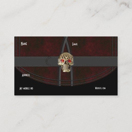 Visitekaartje Zwart Lederen Rood Bruin Gordel Sche (Achterkant)