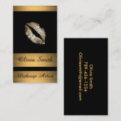 Visitekaartje/zwart met Gold Stripes en Lips Visitekaartje (Voorkant / Achterkant)
