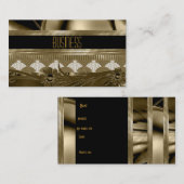 Visitekaartje Zwart Oud Goud Art Deco Bloemen (Voorkant / Achterkant)