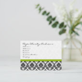 Visitekaartje Zwart Wit Damask met Apple Green (Staand voorkant)