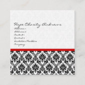 Visitekaartje Zwart Wit Damask met Rode Trim (Voorkant)
