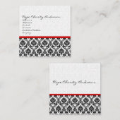 Visitekaartje Zwart Wit Damask met Rode Trim (Voorkant / Achterkant)