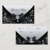 Visitekaartje Zwart Wit Damask Purse Jewel (Voorkant / Achterkant)