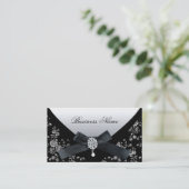 Visitekaartje Zwart Wit Damask Purse Jewel (Staand voorkant)