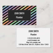 Visitekaartje zwart-wit en pastel kleurenlijnpatro (Voorkant / Achterkant)