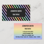 Visitekaartje zwart-wit en pastel kleurenlijnpatro (Voorkant / Achterkant)