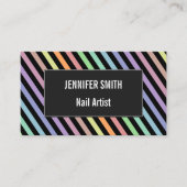 Visitekaartje zwart-wit en pastel kleurenlijnpatro (Voorkant)