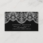 Visitekaartje zwart-wit lace Pattern (Achterkant)