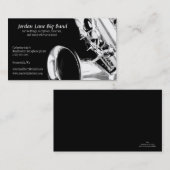 Visitekaartje zwart-wit saxofonprofiel (Voorkant / Achterkant)