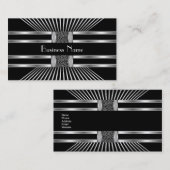Visitekaartje Zwart Wit Zilveren Streep 2 (Voorkant / Achterkant)