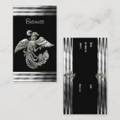 Visitekaartje Zwart Zilveren Phoenix Vogeljuweel (Voorkant / Achterkant)