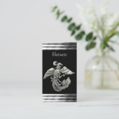 Visitekaartje Zwart Zilveren Phoenix Vogeljuweel (Staand voorkant)