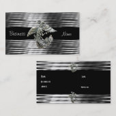 Visitekaartje Zwart Zilveren Phoenix Vogeljuweel (Voorkant / Achterkant)