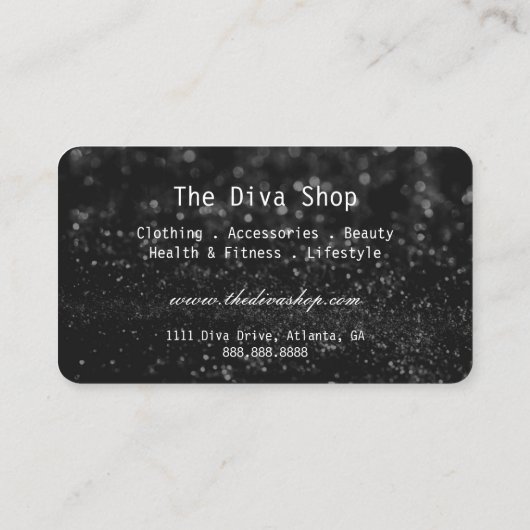 Visitekaartje | Zwarte Glitter-creditcard (Achterkant)