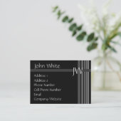 visitekaartje - Zwarte & grijze streep - Monogram (Staand voorkant)