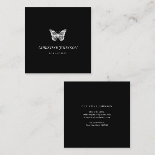 visitekaartje zwarte vlinder (Voorkant / Achterkant)