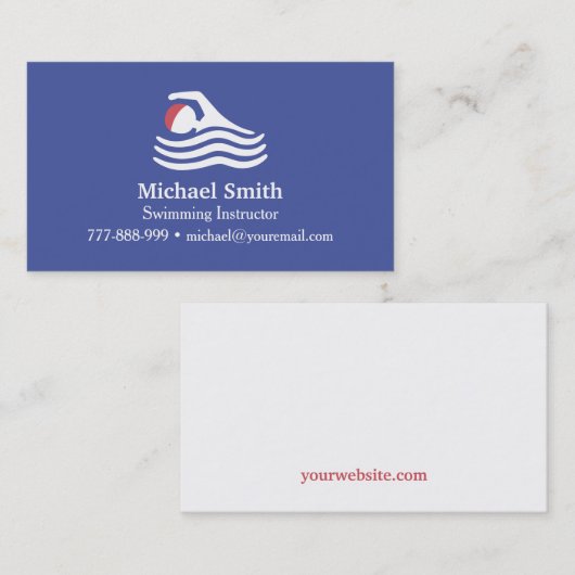 Visitekaartje zwemmer Silhouette Swim Instructor (Voorkant / Achterkant)