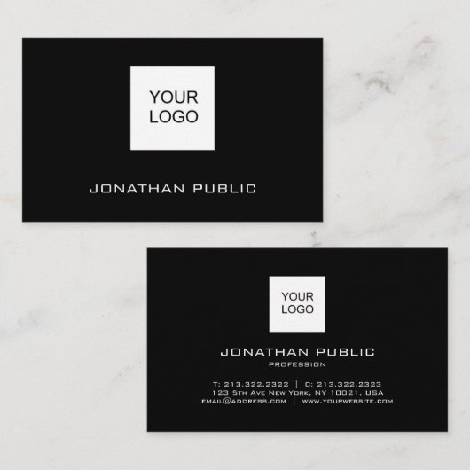Visitekaartjes Aangepast Logo Modern zwart-wit toe (Voorkant / Achterkant)
