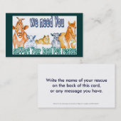 visitekaartjes, aanpasbare dierenredding visitekaartje (Voorkant / Achterkant)