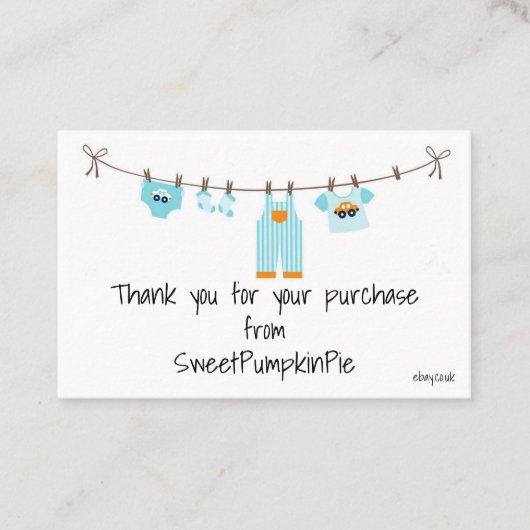 Visitekaartjes - Babyjongens wasgoed (Voorkant)