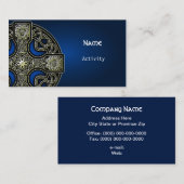 visitekaartjes blauw Keltisch kruis (Voorkant / Achterkant)