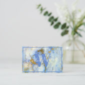 Visitekaartjes - Blauwe marmer met gouden vinnen (Staand voorkant)