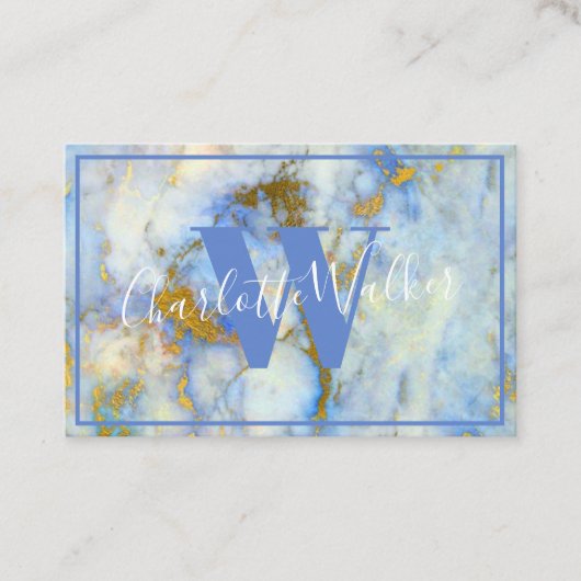 Visitekaartjes - Blauwe marmer met gouden vinnen (Voorkant)