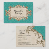 visitekaartjes - Blauwgroen Peacock & Etchings (Voorkant / Achterkant)