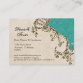 visitekaartjes - Blauwgroen Peacock & Etchings (Achterkant)