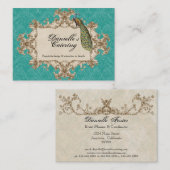 visitekaartjes - Blauwgroen  Peacock & Etchings (Voorkant / Achterkant)