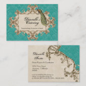 visitekaartjes - Blauwgroen  Peacock & Etchings (Voorkant / Achterkant)