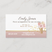 Visitekaartjes bloemen, roze en goudbloemen (Voorkant)