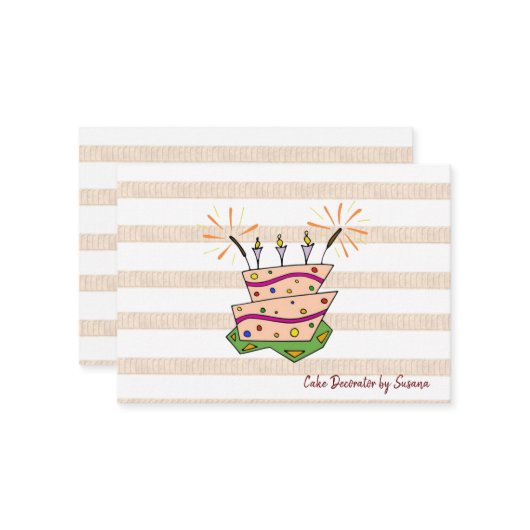 Visitekaartjes, Cake Decorator Visitekaartjes (Voorkant / Achterkant in situ)