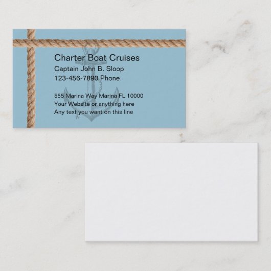 Visitekaartjes charterboot (Voorkant / Achterkant)