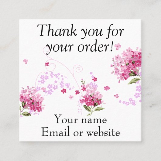 Visitekaartjes dank u voor uw bestelling (Voorkant)