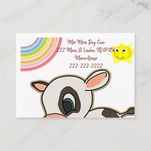 Visitekaartjes, Day Care Koe Visitekaartjes (Achterkant)