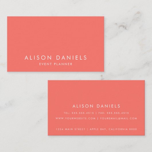 Visitekaartjes | Elegant en stijlvol koraal (Voorkant / Achterkant)