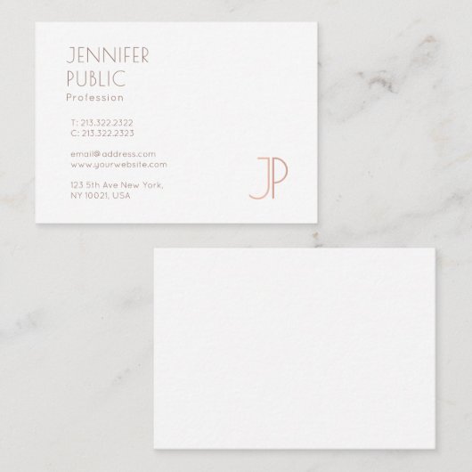 Visitekaartjes Elegant Moderne Monogram Sjabloon (Voorkant / Achterkant)