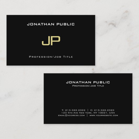 Visitekaartjes Elegant Monogram Modern (Voorkant / Achterkant)