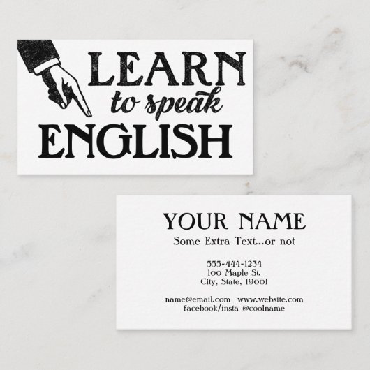 Visitekaartjes Engels taalonderwijs (Voorkant / Achterkant)