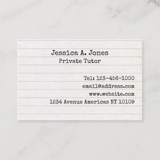 Visitekaartjes Engels/Wiskunde Tutor (Achterkant)