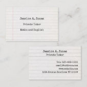 Visitekaartjes Engels/Wiskunde Tutor (Voorkant / Achterkant)